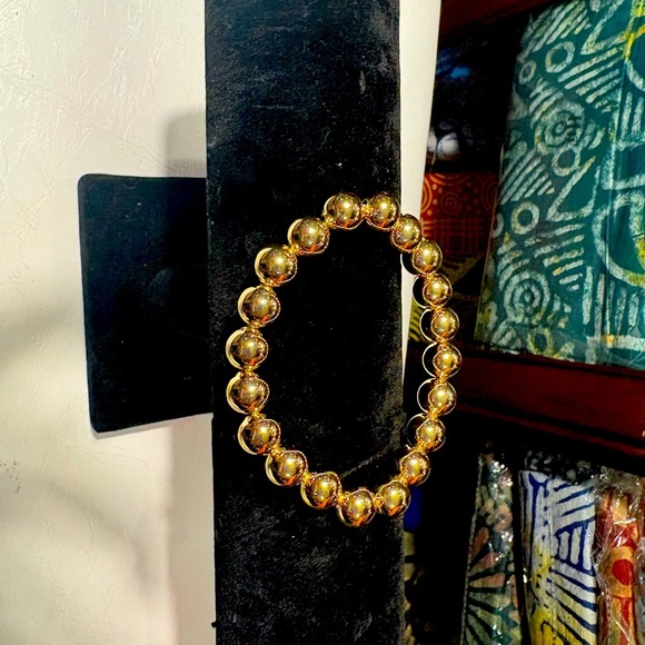 Titanium Gold Matte Round Balls Bead Drilled Adjustable Bracelet - Picture 5 of 5